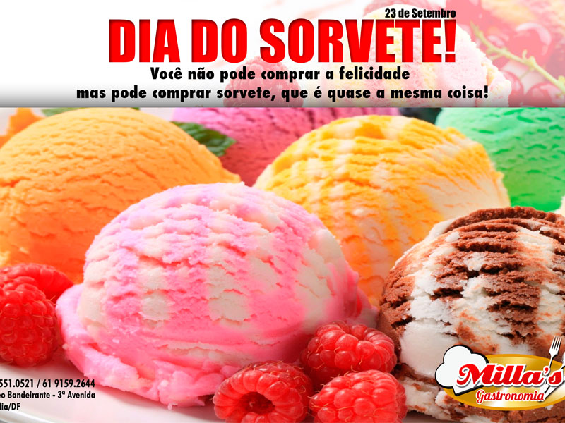 Campana da Milla’s Gastronomia para o Dia do Sorvete