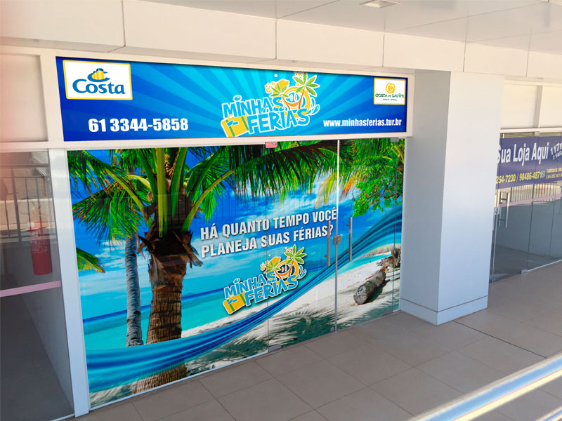 Criação da fachada da nova loja da agência de viagens Minhas Férias