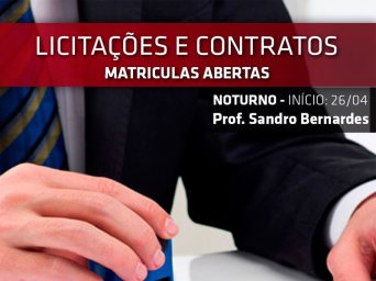 Peça promocional de lançamento do curso de Licitações e Contratos