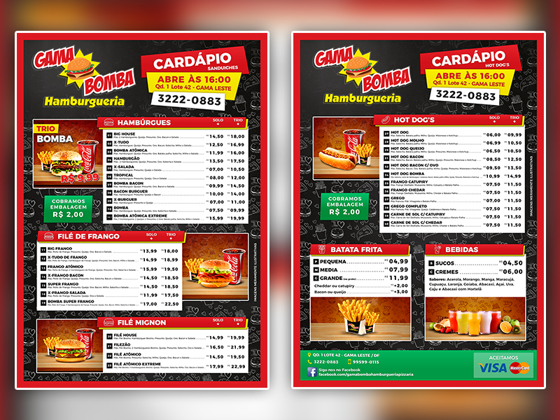 Novo Cardápio – GAMA BOMBA