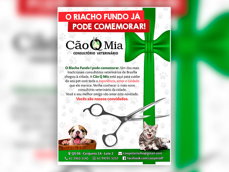 Folheto Novo Consultório Veterinário – Cão Q Mia