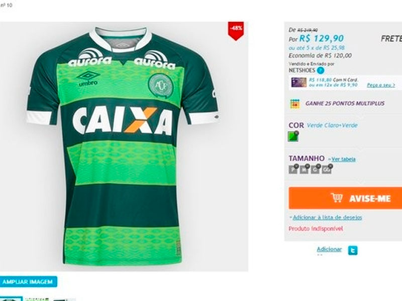 Netshoes explica polêmica com camisa do Chapecoense