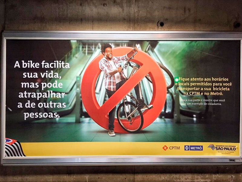 Campanha do Metrô sobre o uso de bicicleta gera críticas na web